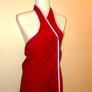 Red Halter Button Down Dress